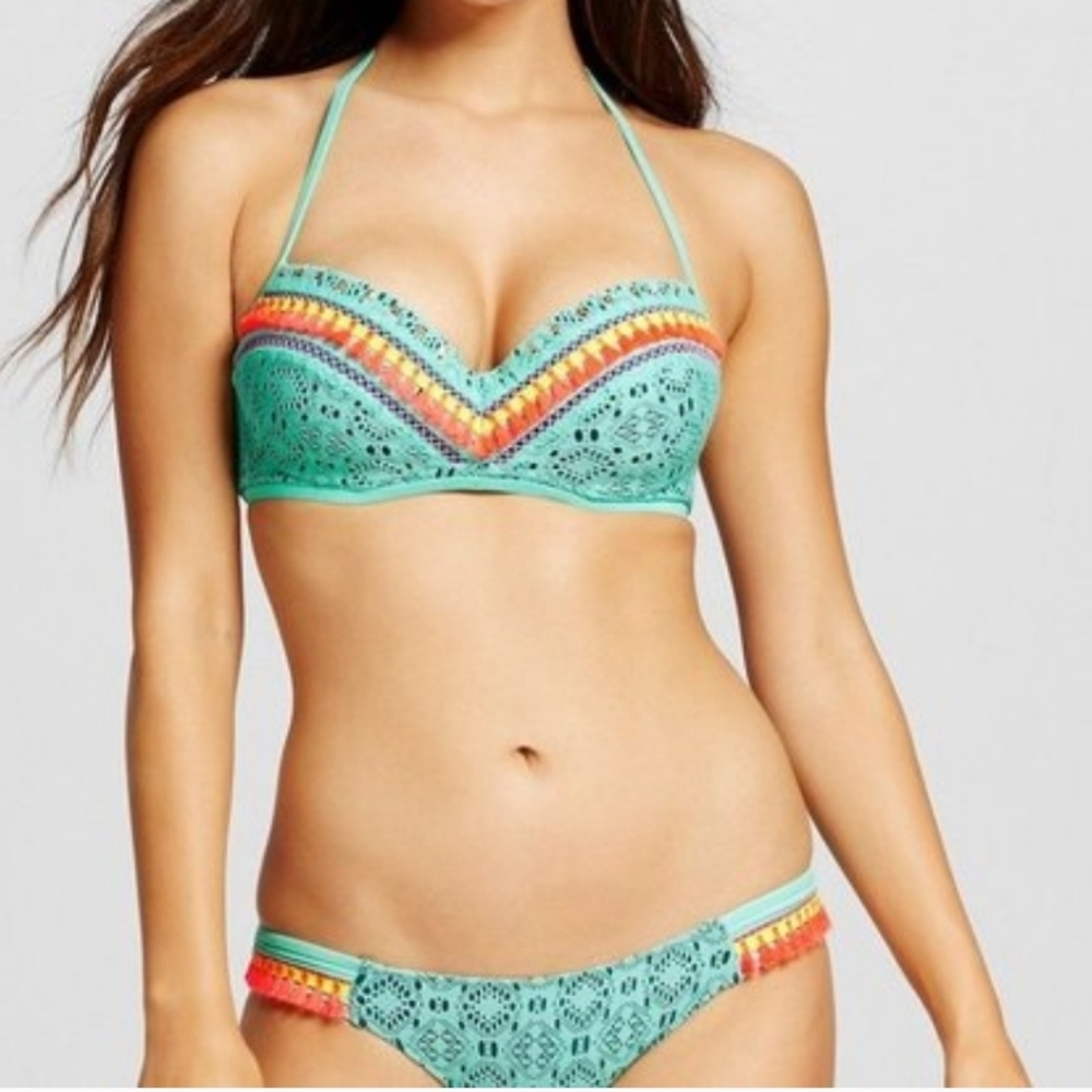 Shade & Shore Women's padded underwire bikini swim top 34D And Large Bottom